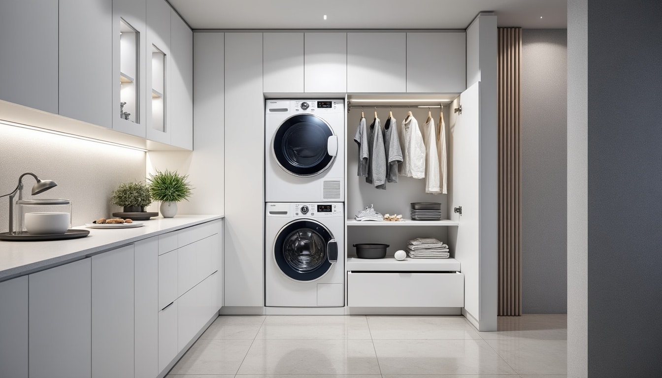 découvrez comment optimiser votre espace en aménageant une buanderie fonctionnelle et esthétique dans votre placard d'entrée. transformez un espace souvent sous-utilisé en une zone pratique pour le lavage et le rangement, tout en ajoutant une touche de style à votre foyer.