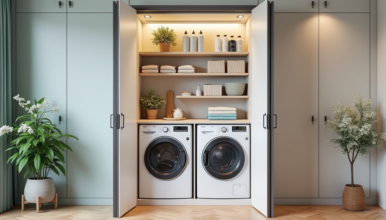 découvrez comment optimiser votre espace en aménageant une buanderie pratique et esthétique dans un placard d'entrée. astuces de rangement, solutions gain de place et idées déco pour transformer votre entrée en un espace fonctionnel.